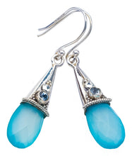StarGems Chalcedony Blue TopazHandmade 925 Sterling Silver Earrings 1.75" F6070