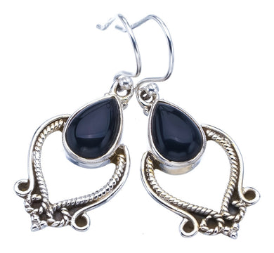 StarGems Black Onyx  Handmade 925 Sterling Silver Earrings 1.5