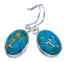 StarGems Copper Turquoise  Handmade 925 Sterling Silver Earrings 1.25" F6176