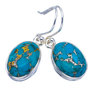 StarGems Copper Turquoise  Handmade 925 Sterling Silver Earrings 1.25" F6176