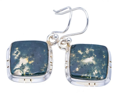 StarGems Moosachat handgefertigte Ohrringe aus 925er Sterlingsilber, 3,8 cm, F6228