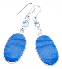 StarGems Owyhee Opal Blue Topaz HeartHandmade 925 Sterling Silver Earrings 2.25" F6249