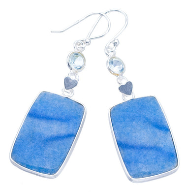 StarGems Owyhee Opal Blue Topaz HeartHandmade 925 Sterling Silver Earrings 2