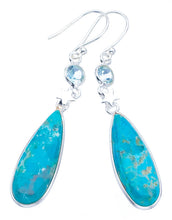 StarGems Turquoise Blue Topaz StarHandmade 925 Sterling Silver Earrings 2.25" F6312