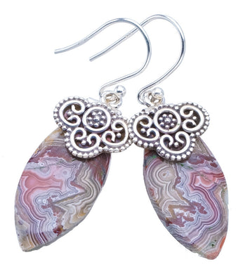 StarGems Crazy Lace Agate Handmade 925 Sterling Silver Earrings 1.75