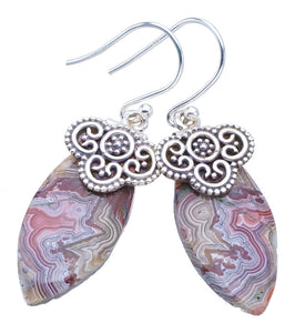StarGems Crazy Lace Agate Handmade 925 Sterling Silver Earrings 1.75" F6405