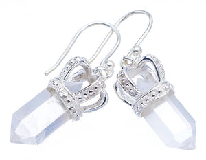 StarGems White Topaz CrownHandmade 925 Sterling Silver Earrings 1.25" F6420