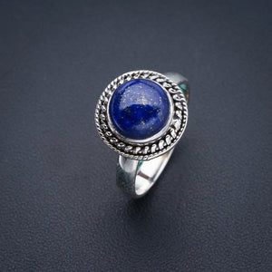 StarGems Natural Lapis Lazuli Handmade 925 Sterling Silver Ring 10 F0028