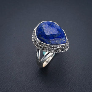 StarGems Natural Lapis Lazuli  Handmade 925 Sterling Silver Ring 8 F0037