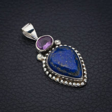 StarGems Lapis Lazuli AmethystHandmade 925 Sterling Silver Pendant 1.5" F5373