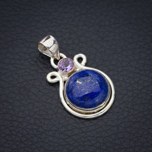 StarGems Lapis Lazuli AmethystHandmade 925 Sterling Silver Pendant 1.25" F5380