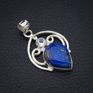 StarGems Lapis Lazuli Blue Topaz Handmade 925 Sterling Silver Pendant 1.5" F5383
