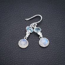 StarGems Moonstone Blue TopazHandmade 925 Sterling Silver Earrings 1.5" F5963