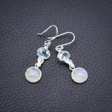 StarGems Moonstone Blue Topaz Handmade 925 Sterling Silver Earrings 1.5" F5964