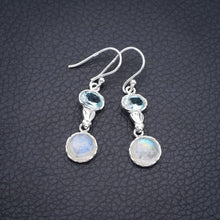 StarGems Moonstone Blue Topaz Handmade 925 Sterling Silver Earrings 1.5" F5969