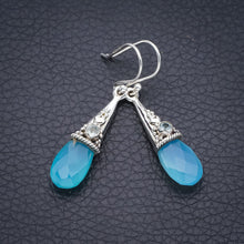 StarGems Chalcedony Blue Topaz Handmade 925 Sterling Silver Earrings 1.75" F6061