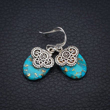 StarGems Copper Turquoise Handmade 925 Sterling Silver Earrings 1.25" F6175