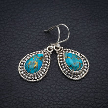 StarGems Copper Turquoise Handmade 925 Sterling Silver Earrings 1.5" F6178