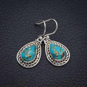 StarGems Copper Turquoise Handmade 925 Sterling Silver Earrings 1.25" F6179