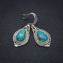 StarGems Copper Turquoise Handmade 925 Sterling Silver Earrings 1.5" F6184