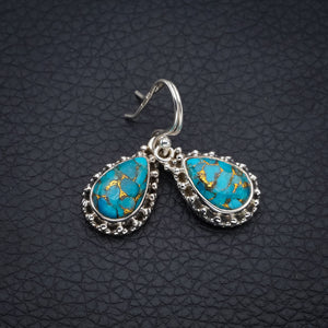 StarGems Copper Turquoise Handmade 925 Sterling Silver Earrings 1.25" F6187