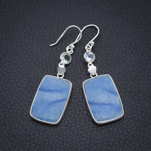 StarGems Owyhee Opal Blue Topaz HeartHandmade 925 Sterling Silver Earrings 2" F6251