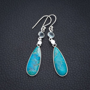 StarGems Turquoise Blue Topaz Handmade 925 Sterling Silver Earrings 2.25" F6303