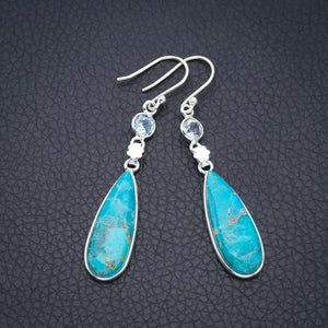 StarGems Turquoise Blue TopazHandmade 925 Sterling Silver Earrings 2.25" F6304