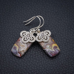StarGems Crazy Lace Agate Handmade 925 Sterling Silver Earrings 1.5" F6401