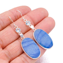 StarGems Owyhee Opal Blue Topaz HeartHandmade 925 Sterling Silver Earrings 2.25" F6249