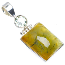 Natural Prehnite and Green Amethyst Handmade Unique 925 Sterling Silver Pendant 1.75" A4514