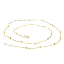 StarGems® Solid 18k Real Yellow/Rose Gold Beads Cable Chain Necklace for Women 40-45cm NX000