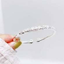StarGems® Opening Blossom Beads Handmade 999 Sterling Silver Bangle Cuff Bracelet For Women Cb0010