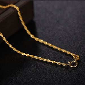 StarGems® Solid 18k Real Yellow Gold Hemp Rope Chain Necklace for Women 45cm ND006