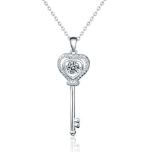 hesy 0.5ct Moissanite 925 Silver Platinum Plated&Zirconia Key-Shape Necklace B4594