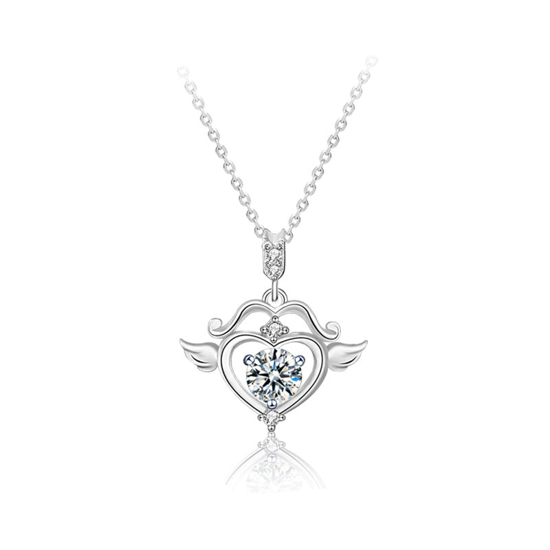 hesy®0.5ct Moissanite 925 Silver Platinum Plated Cupid's Arrow Necklace B4582