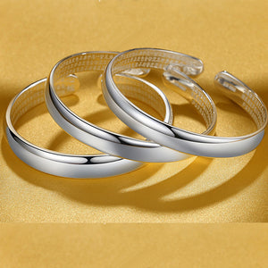 StarGems® Öffnendes, poliertes, geschnitztes „Herz-Sutra“-Armband aus handgefertigtem 999er-Sterlingsilber für Damen Cb0018