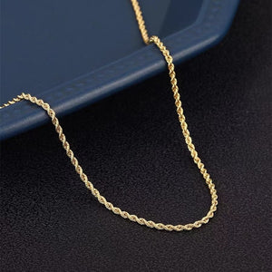 StarGems® Solid 18k Real Yellow Gold Hemp Rope Chain Necklace for Women 45cm ND006