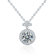 hesy 1ct Moissanite 925 Silver Platinum Plated Zirconia Surrounded Four-leaf Clover Necklace B4573