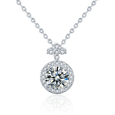 hesy®1ct Moissanite 925 Silver Platinum Plated Zirconia Surrounded Four-leaf Clover Necklace B4573