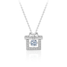 hesy 0.5ct Moissanite 925 Silver Platinum Plated&Zirconia Bow-knot Necklace B4572