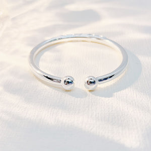 StarGems® Opening Blossom Beads Handmade 999 Sterling Silver Bangle Cuff Bracelet For Women Cb0010
