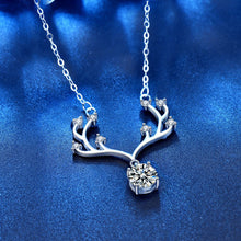 hesy®1ct Moissanite 925 Silver Platinum Plated&Zirconia Deer-shape Necklace B4590