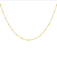 StarGems® Solid 18k Real Yellow/Rose Gold Beads Cable Chain Necklace for Women 40-45cm NX000