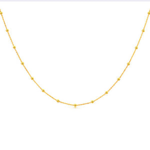 StarGems® Solid 18k Real Yellow/Rose Gold Beads Cable Chain Necklace for Women 40-45cm NX000