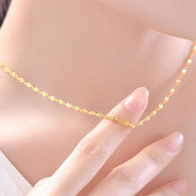 StarGems® Solid 18k Real Yellow/Rose/White Gold Water Ripple Chain Necklace for Women 40-45cm NX001