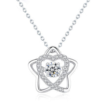 hesy®0.5ct Moissanite 925 Silver Platinum Plated Zirconia Surrounded Five-Star Necklace B4581