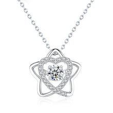 hesy 0.5ct Moissanite 925 Silver Platinum Plated Zirconia Surrounded Five-Star Necklace B4581