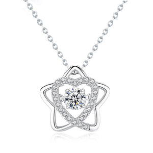 hesy®0.5ct Moissanite 925 Silver Platinum Plated Zirconia Surrounded Five-Star Necklace B4581