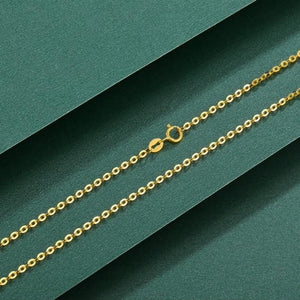 StarGems® Solid 18k Real Yellow/Rose/White Gold Classic Cable Chain Necklace for Women 45cm ND001